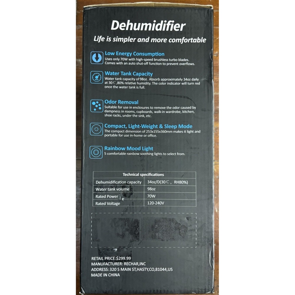 NineSky Dehumidifier 98 OZ Dehumidifier for Home 800 sq. ft. 5 Colors‎ LED Gray - Picture 3 of 12